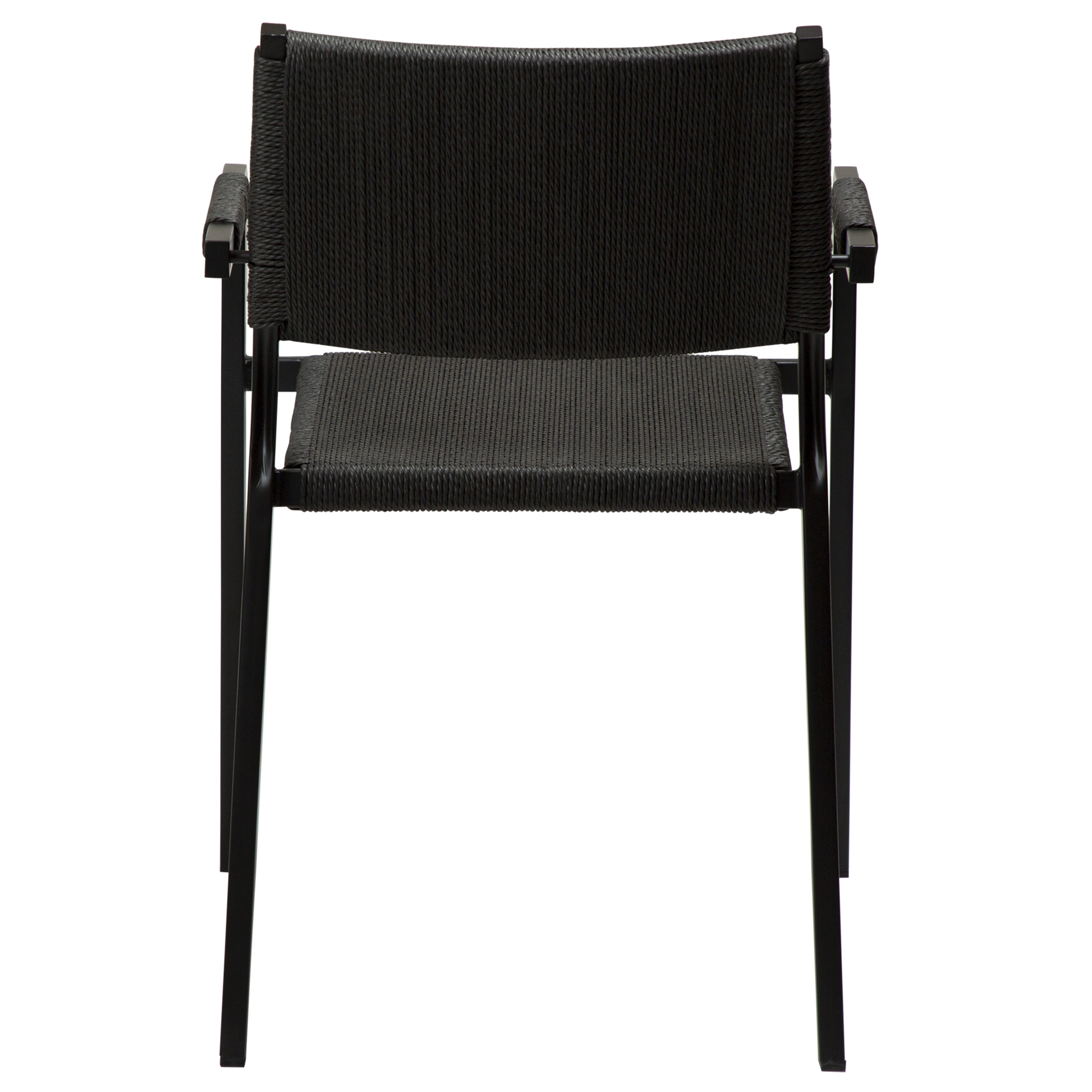 [var:Bezug=Schwarzes Papierseil mit schwarzen Metallbeinen] LOOP Sessel