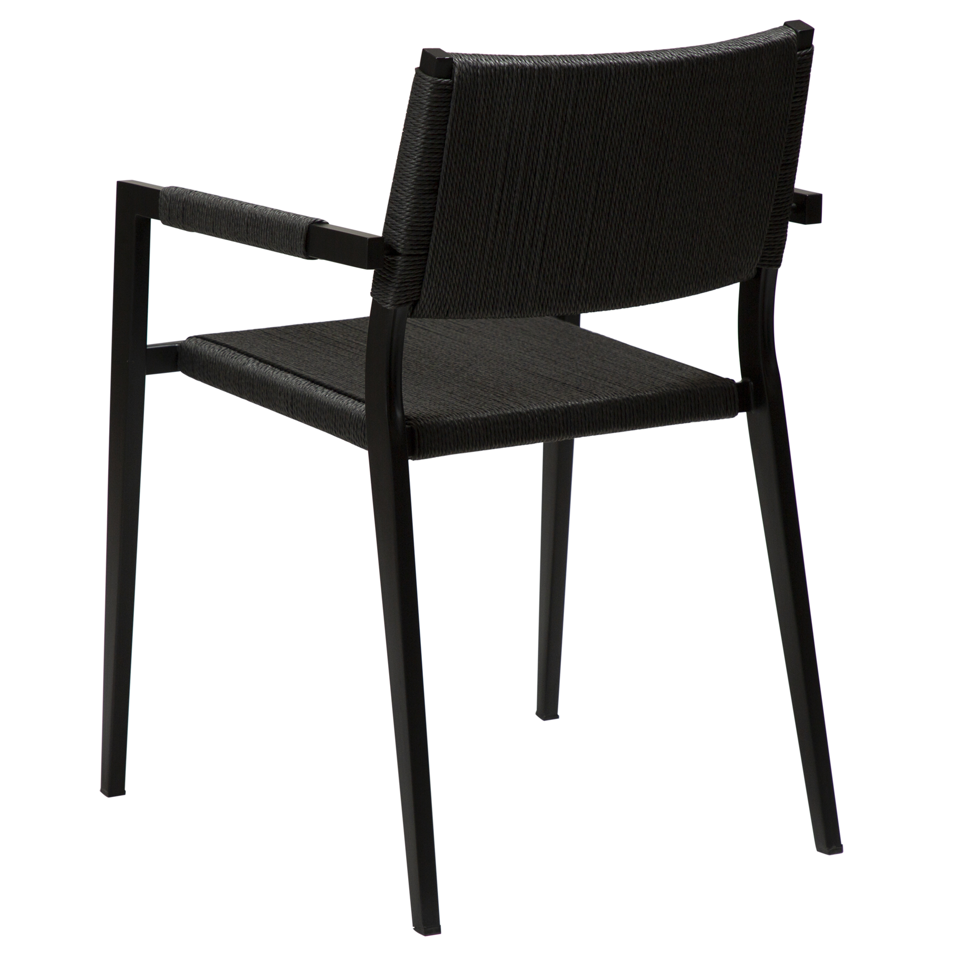 [var:Bezug=Schwarzes Papierseil mit schwarzen Metallbeinen] LOOP Sessel