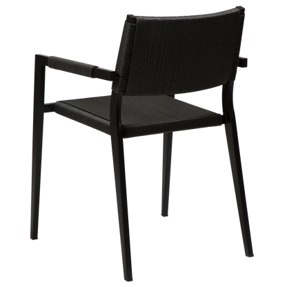 [var:Bezug=Schwarzes Papierseil mit schwarzen Metallbeinen] LOOP Sessel