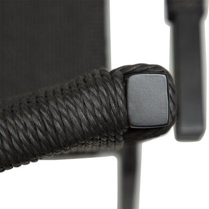 [var:Bezug=Schwarzes Papierseil mit schwarzen Metallbeinen] LOOP Sessel