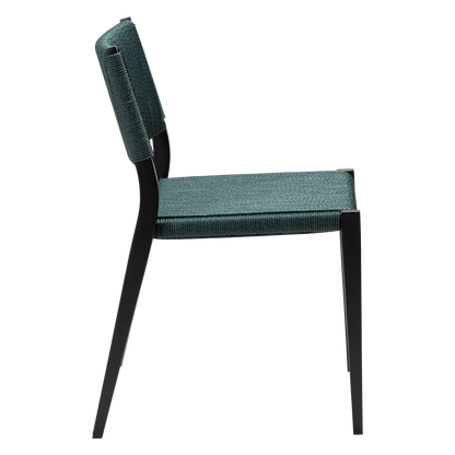 [var:Bezug=Grünes Giebel-Papierseil mit schwarzen Beinen] LOOP Stuhl