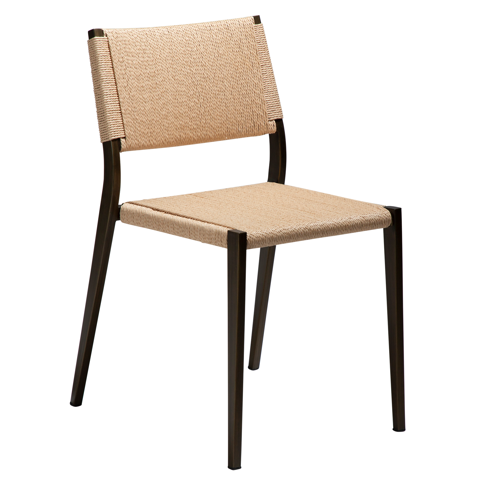 [var:Bezug=Natürlicher Papierdraht mit antiken Messingbeinen] LOOP Stuhl