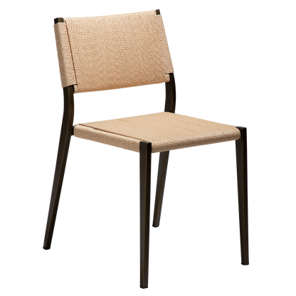 [var:Bezug=Natürlicher Papierdraht mit antiken Messingbeinen] LOOP Stuhl