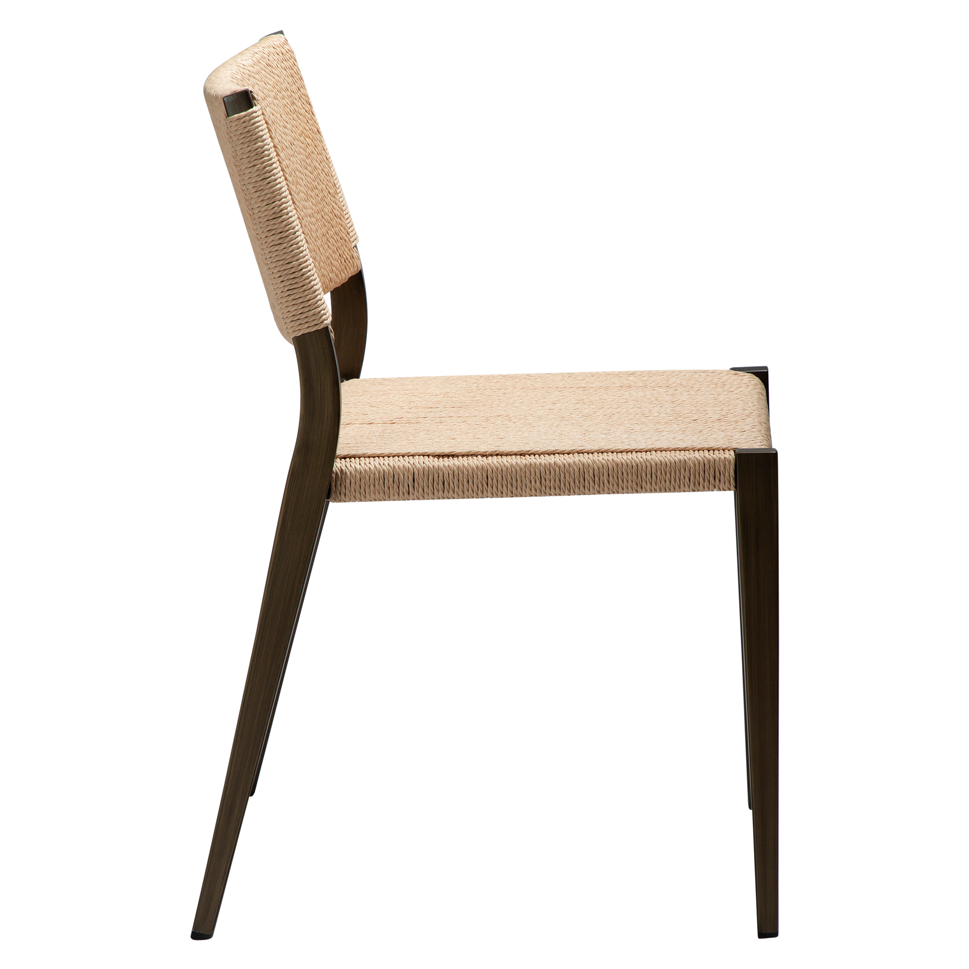 [var:Bezug=Natürlicher Papierdraht mit antiken Messingbeinen] LOOP Stuhl