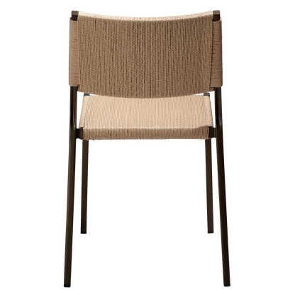 [var:Bezug=Natürlicher Papierdraht mit antiken Messingbeinen] LOOP Stuhl