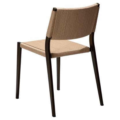 [var:Bezug=Natürlicher Papierdraht mit antiken Messingbeinen] LOOP Stuhl