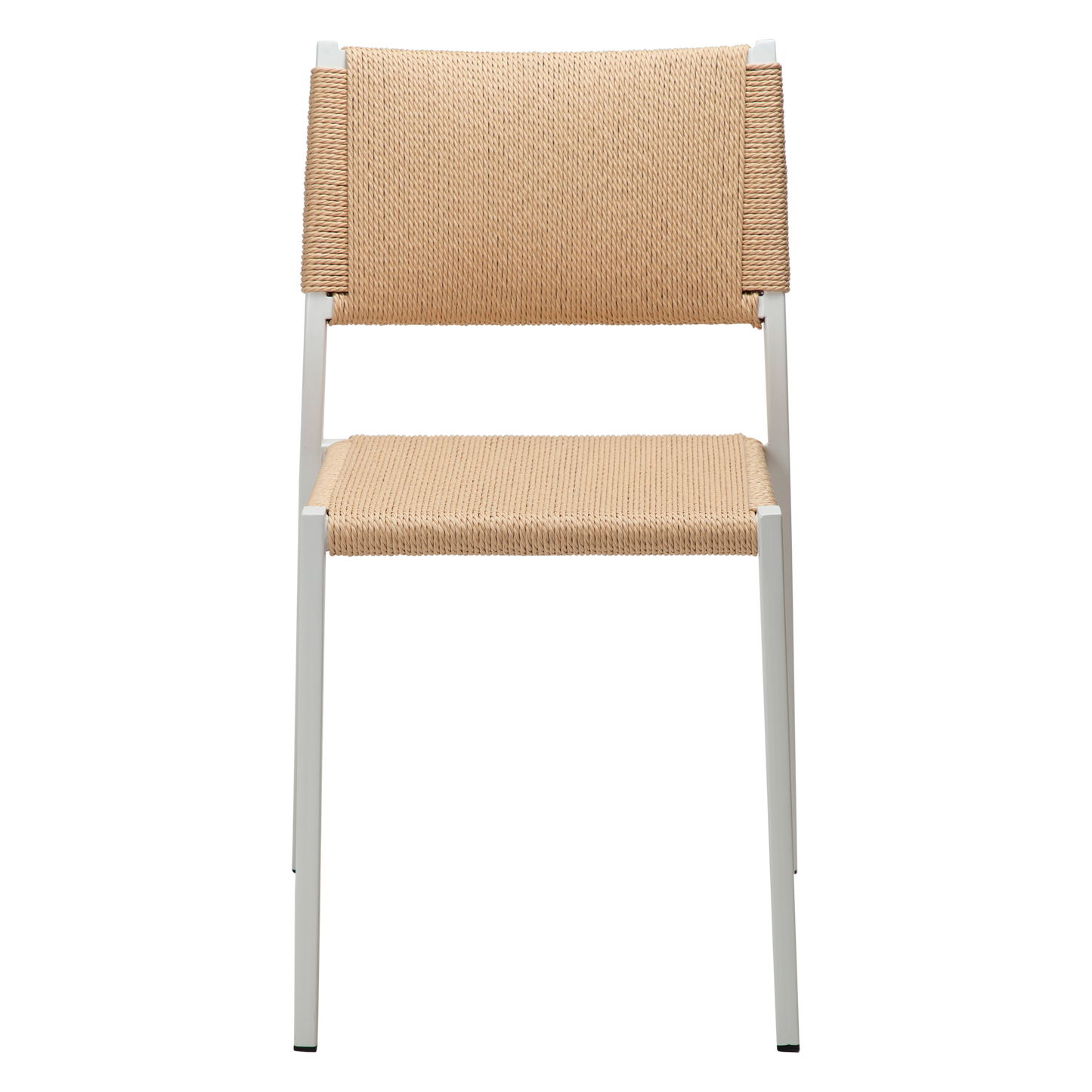 [var:Bezug=Natürlicher Papierseilsitz mit weiß lackierten Beinen] LOOP Stuhl