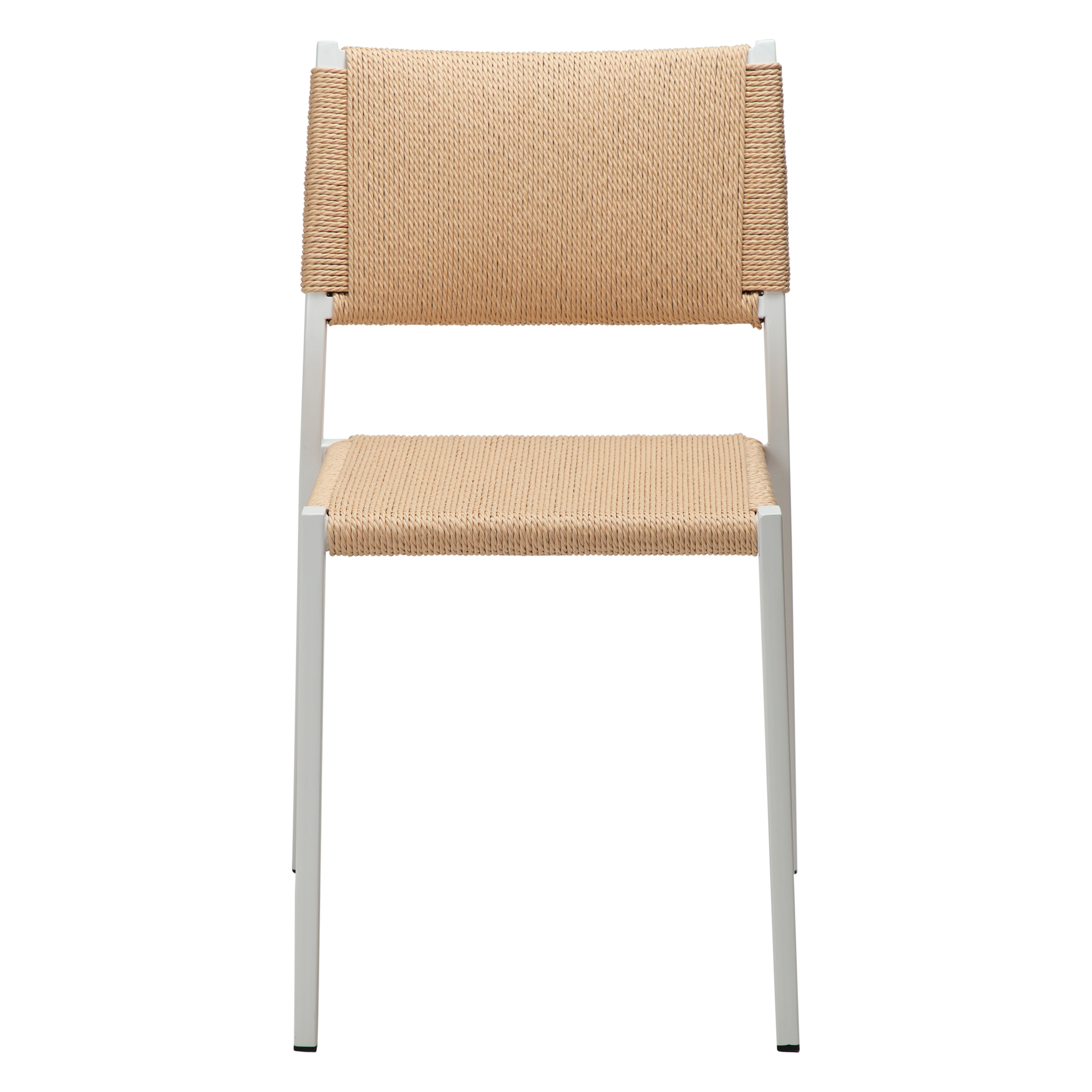 [var:Bezug=Natürlicher Papierseilsitz mit weiß lackierten Beinen] LOOP Stuhl