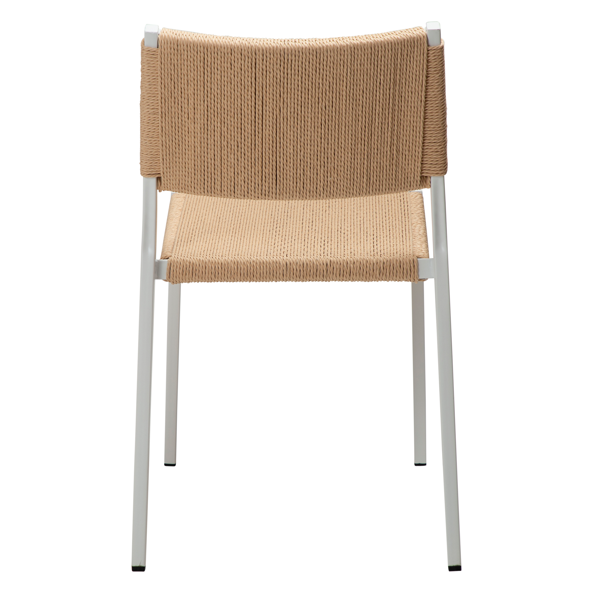 [var:Bezug=Natürlicher Papierseilsitz mit weiß lackierten Beinen] LOOP Stuhl