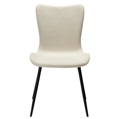 [var:Bezug=Einfach beiger Bouclé-Stoff mit schwarzen Beinen] MEDUSA Stuhl
