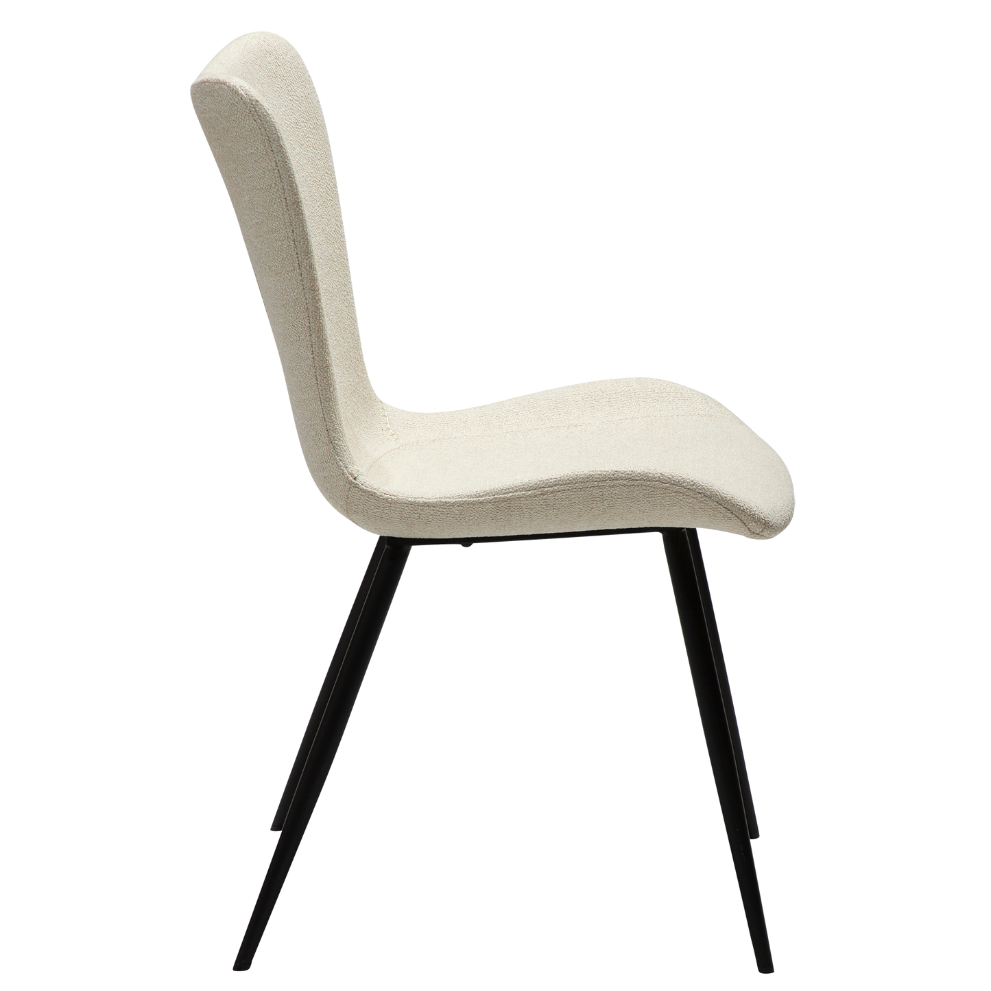 [var:Bezug=Einfach beiger Bouclé-Stoff mit schwarzen Beinen] MEDUSA Stuhl