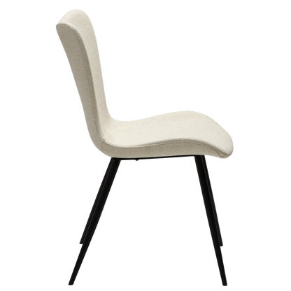 [var:Bezug=Einfach beiger Bouclé-Stoff mit schwarzen Beinen] MEDUSA Stuhl