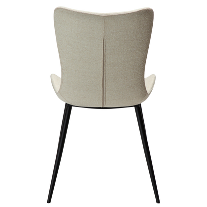 [var:Bezug=Einfach beiger Bouclé-Stoff mit schwarzen Beinen] MEDUSA Stuhl