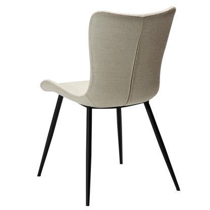 [var:Bezug=Einfach beiger Bouclé-Stoff mit schwarzen Beinen] MEDUSA Stuhl