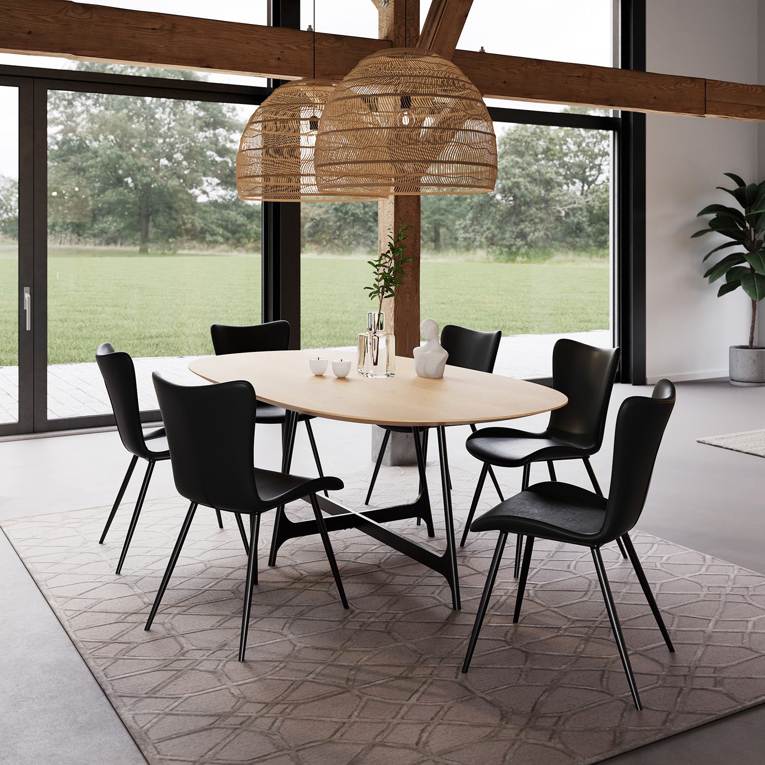 [var:Bezug=Vintage schwarzes Kunstleder mit schwarzen Beinen] MEDUSA Stuhl