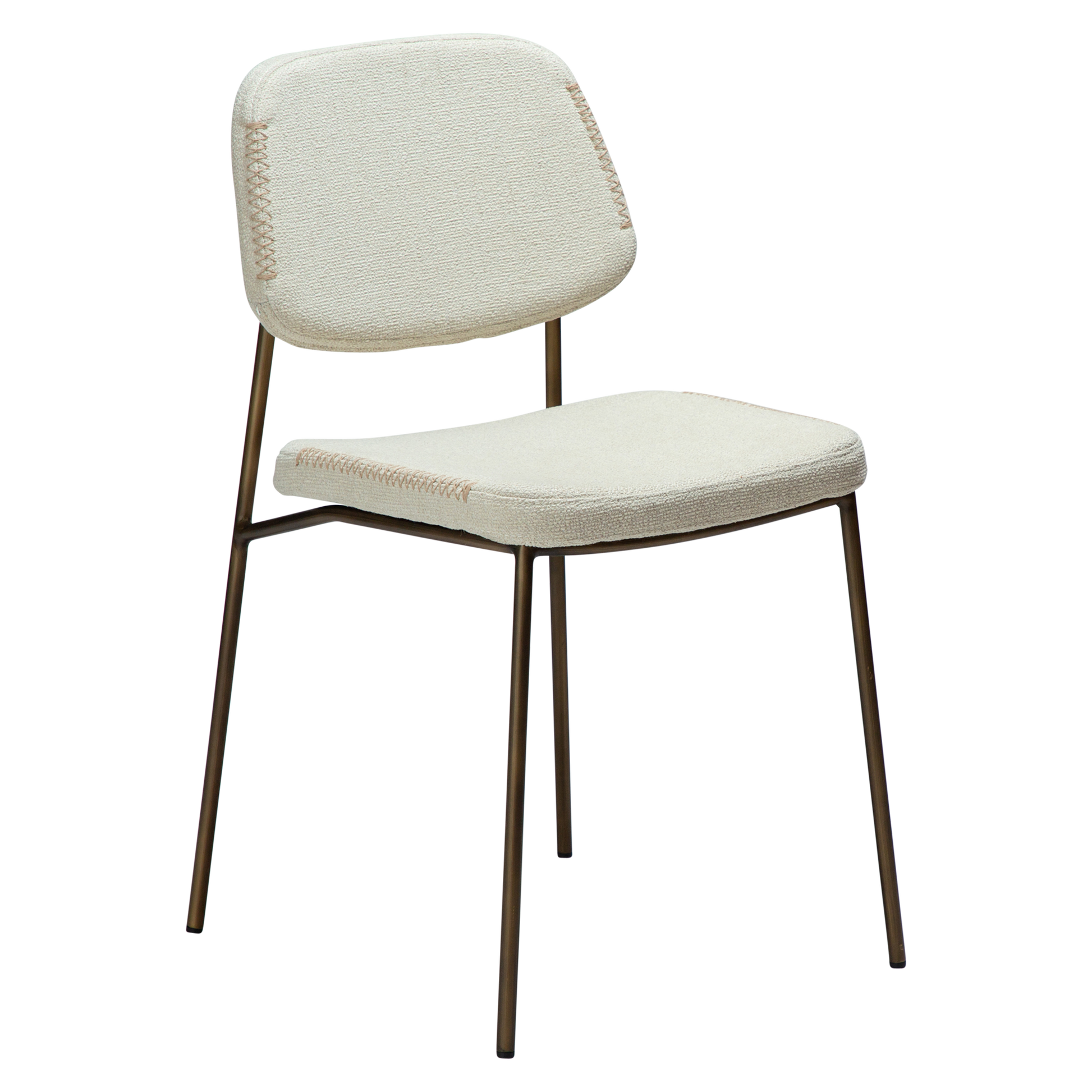 [var:Bezug=Knochenweißes Bouclé mit antiken Messingbeinen] MENTA Stuhl