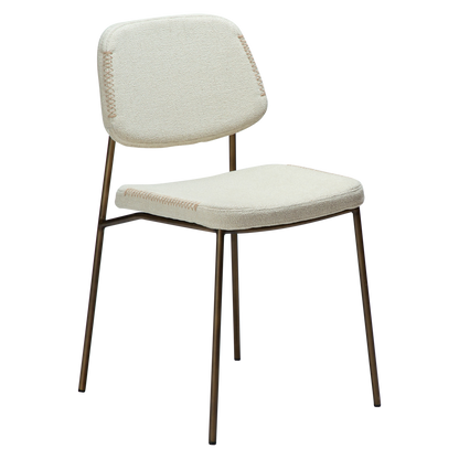 [var:Bezug=Knochenweißes Bouclé mit antiken Messingbeinen] MENTA Stuhl