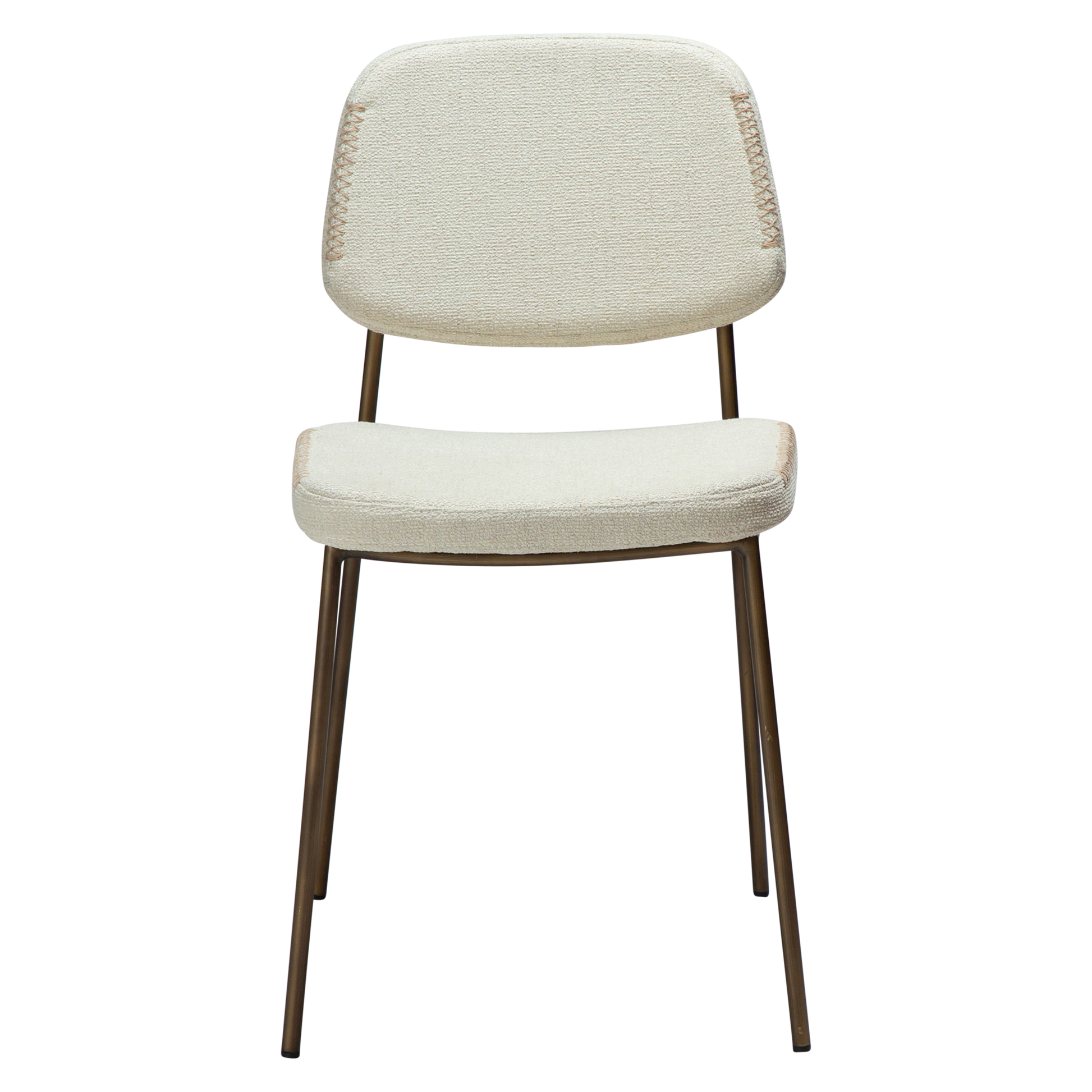 [var:Bezug=Knochenweißes Bouclé mit antiken Messingbeinen] MENTA Stuhl