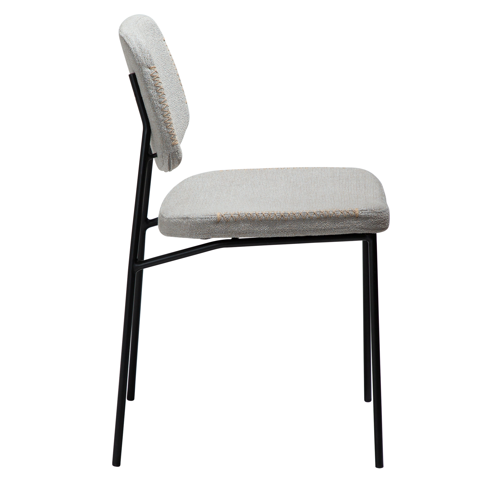 [var:Bezug=Kaschmir Bouclé-Stoff mit schwarzen Metallbeinen] MENTA Stuhl