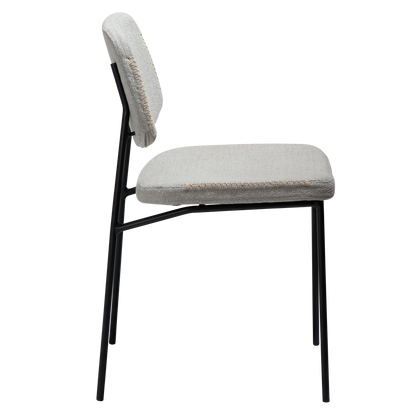 [var:Bezug=Kaschmir Bouclé-Stoff mit schwarzen Metallbeinen] MENTA Stuhl