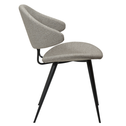 [var:Bezug=Kieselfarbener Bouclé-Stoff mit schwarzen Beinen] NAPOLEON Stuhl