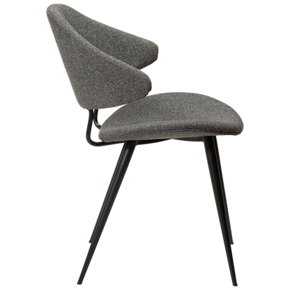 [var:Bezug=Kieselgrauer Bouclé-Stoff mit schwarzen Beinen] NAPOLEON Stuhl