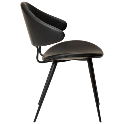 [var:Bezug=Vintage schwarzes Kunstleder mit schwarzen Beinen] NAPOLEON Stuhl