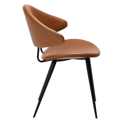 [var:Bezug=Vintage hellbraunes Kunstleder mit schwarzen Beinen] NAPOLEON Stuhl