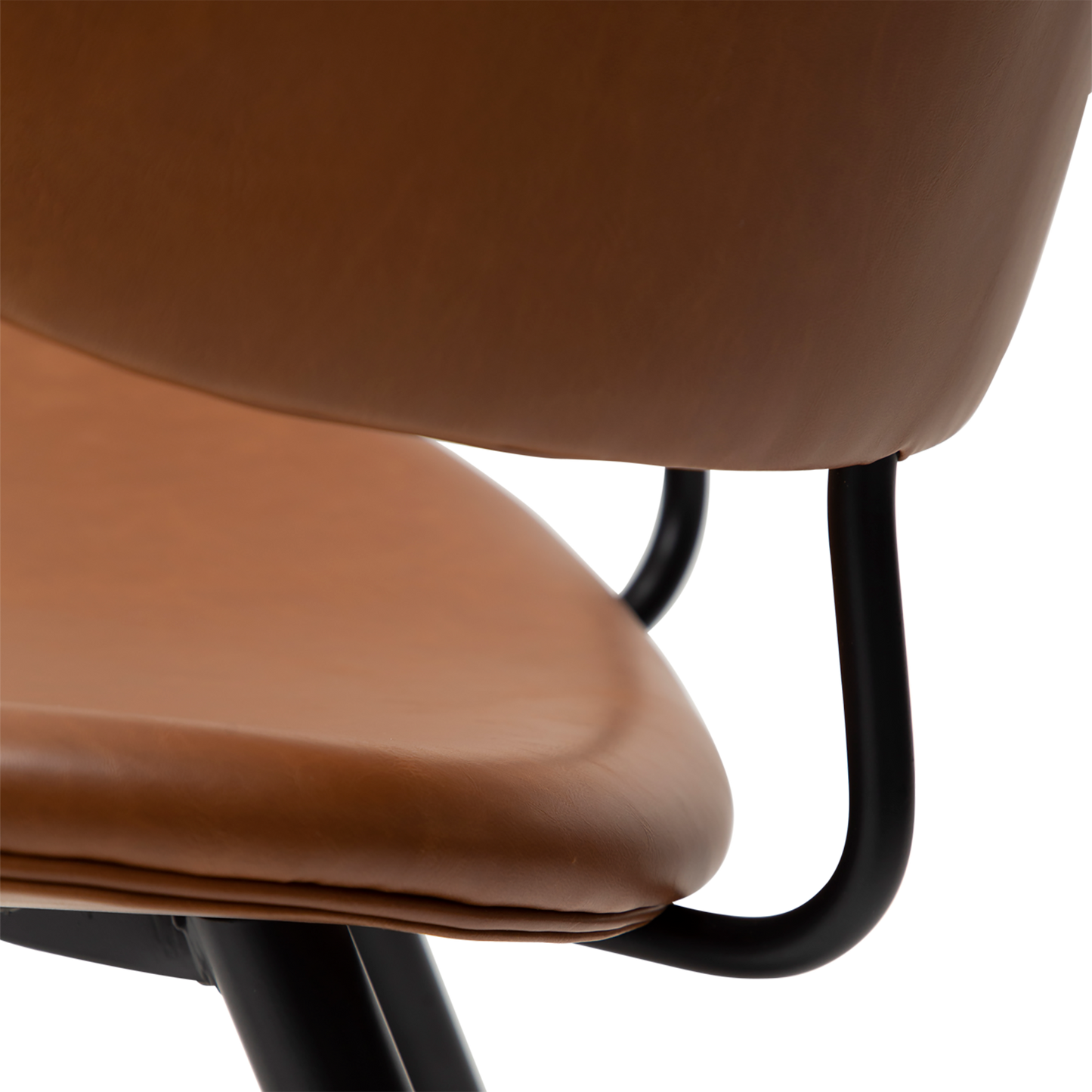 [var:Bezug=Vintage hellbraunes Kunstleder mit schwarzen Beinen] NAPOLEON Stuhl