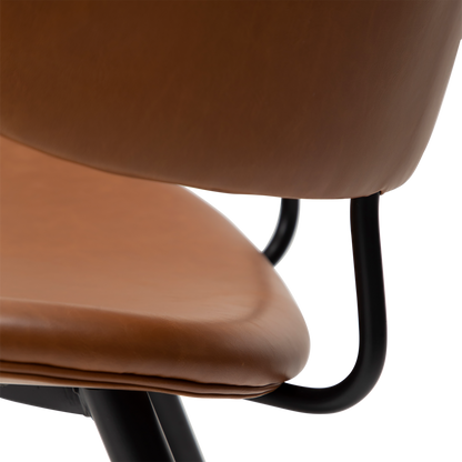 [var:Bezug=Vintage hellbraunes Kunstleder mit schwarzen Beinen] NAPOLEON Stuhl