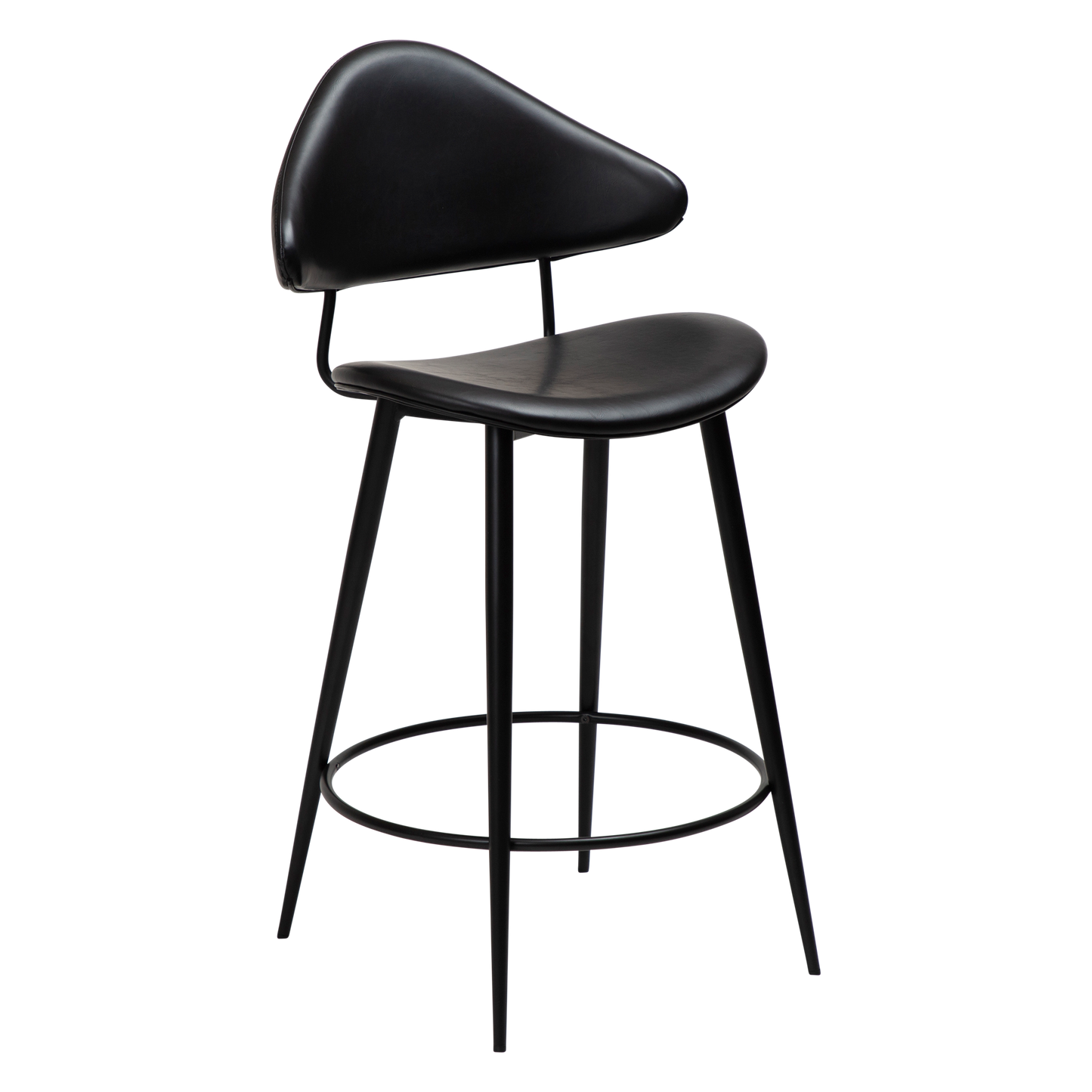 [var:Bezug=Vintage schwarzes Kunstleder mit schwarzen Beinen] NAPOLEON Barhocker