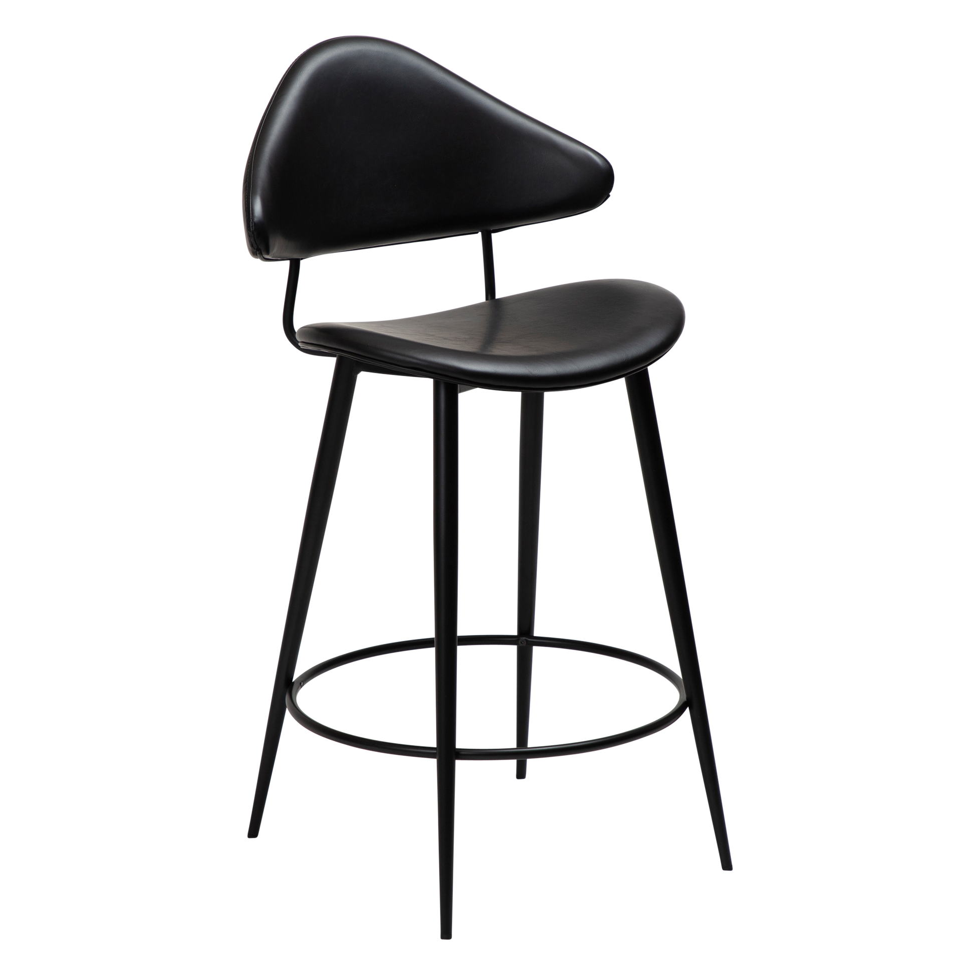 [var:Bezug=Vintage schwarzes Kunstleder mit schwarzen Beinen] NAPOLEON Barhocker