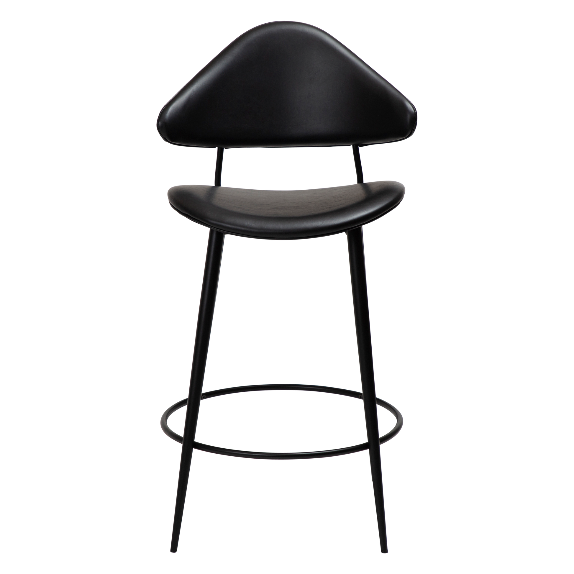 [var:Bezug=Vintage schwarzes Kunstleder mit schwarzen Beinen] NAPOLEON Barhocker