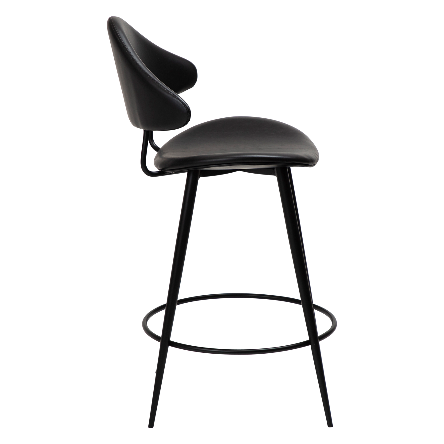 [var:Bezug=Vintage schwarzes Kunstleder mit schwarzen Beinen] NAPOLEON Barhocker