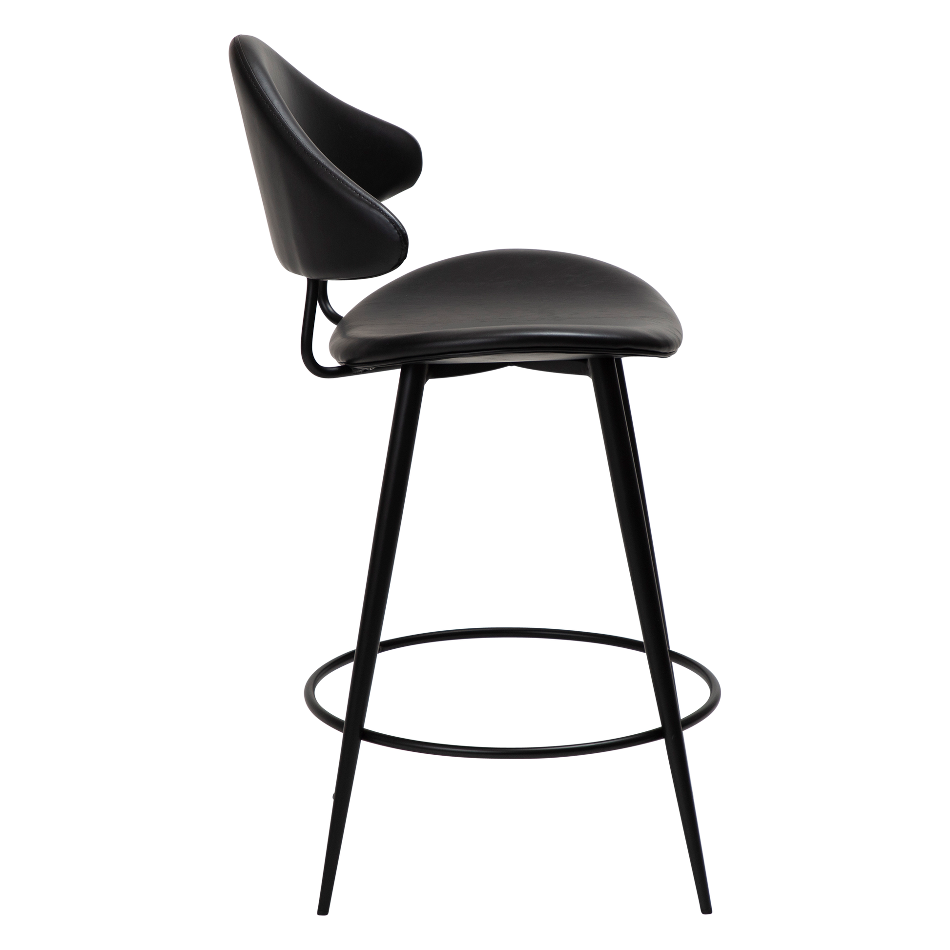 [var:Bezug=Vintage schwarzes Kunstleder mit schwarzen Beinen] NAPOLEON Barhocker