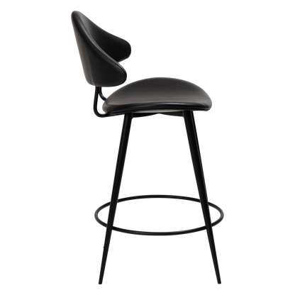 [var:Bezug=Vintage schwarzes Kunstleder mit schwarzen Beinen] NAPOLEON Barhocker