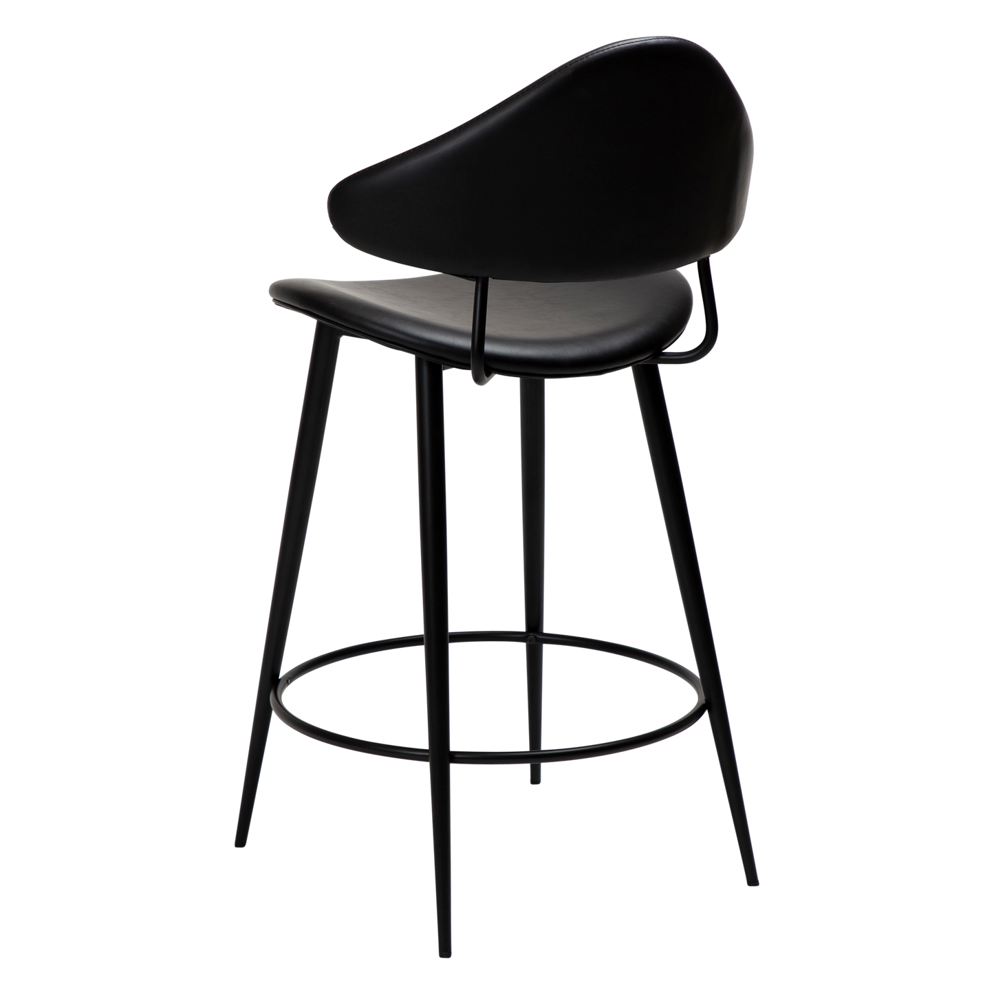 [var:Bezug=Vintage schwarzes Kunstleder mit schwarzen Beinen] NAPOLEON Barhocker