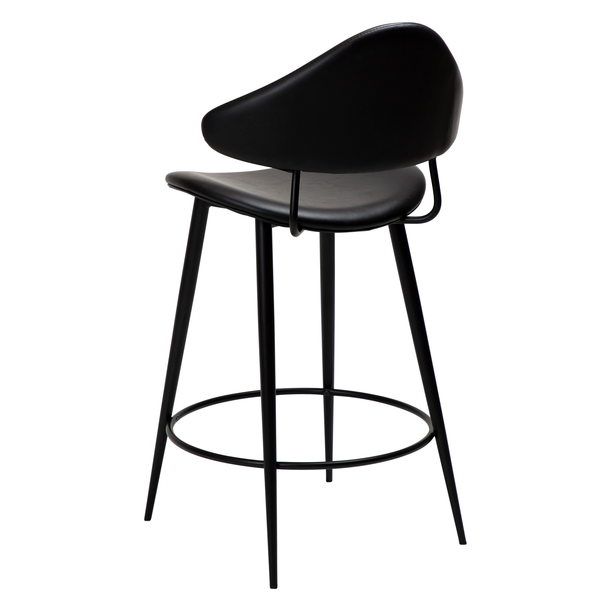 [var:Bezug=Vintage schwarzes Kunstleder mit schwarzen Beinen] NAPOLEON Barhocker