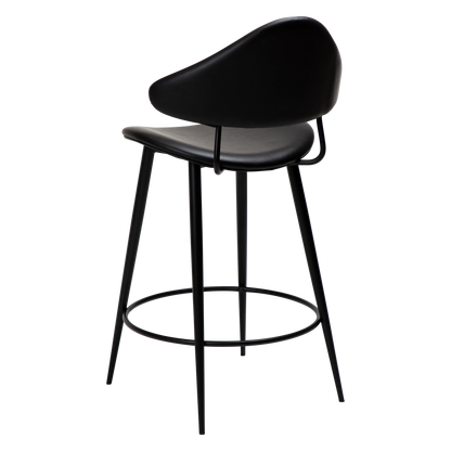 [var:Bezug=Vintage schwarzes Kunstleder mit schwarzen Beinen] NAPOLEON Barhocker