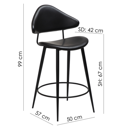 [var:Bezug=Vintage schwarzes Kunstleder mit schwarzen Beinen] NAPOLEON Barhocker