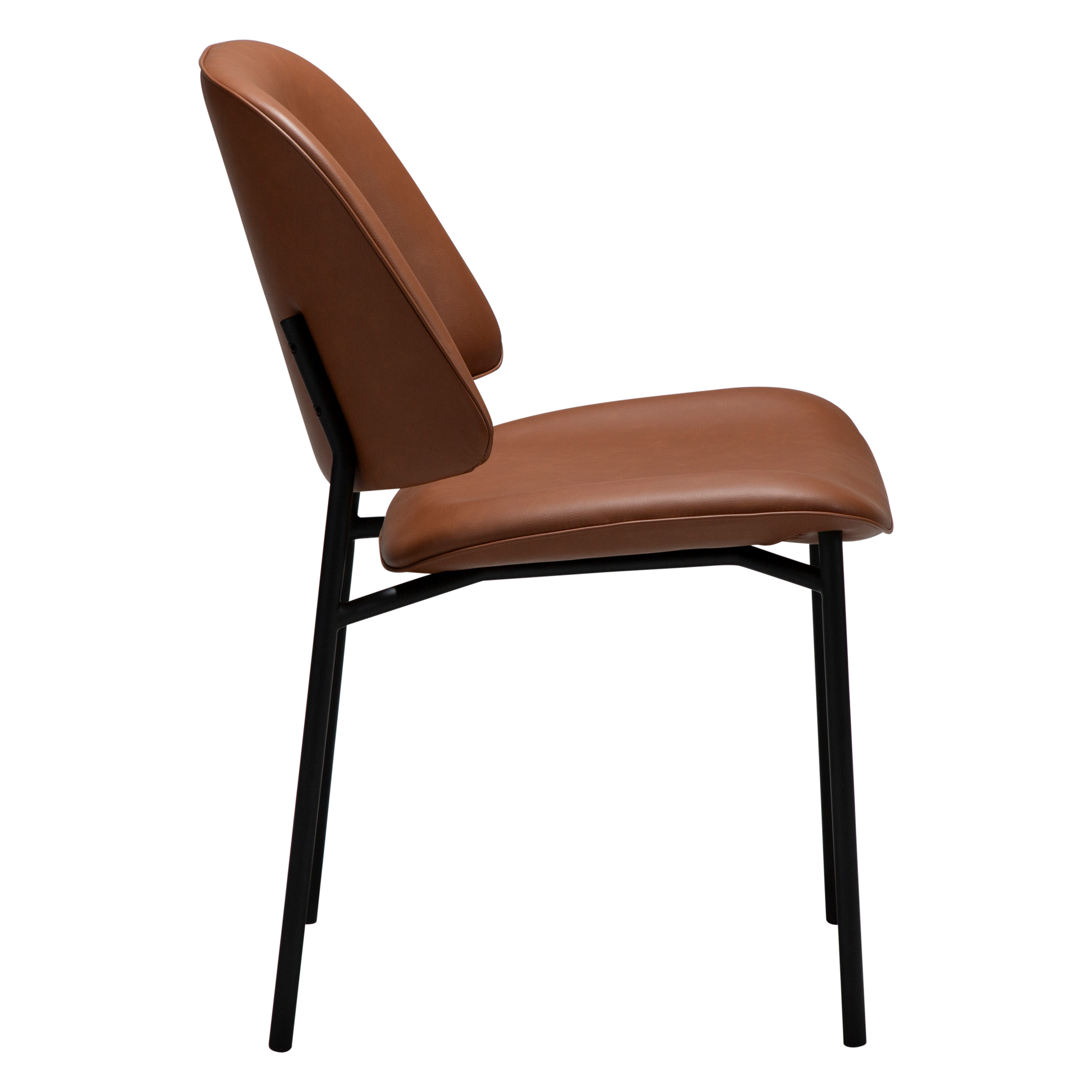 [var:Bezug=Kognak Kunstleder mit schwarzen Metallbeinen] OHMY Stuhl