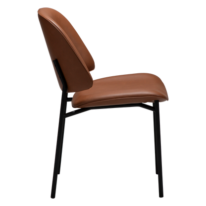 [var:Bezug=Kognak Kunstleder mit schwarzen Metallbeinen] OHMY Stuhl