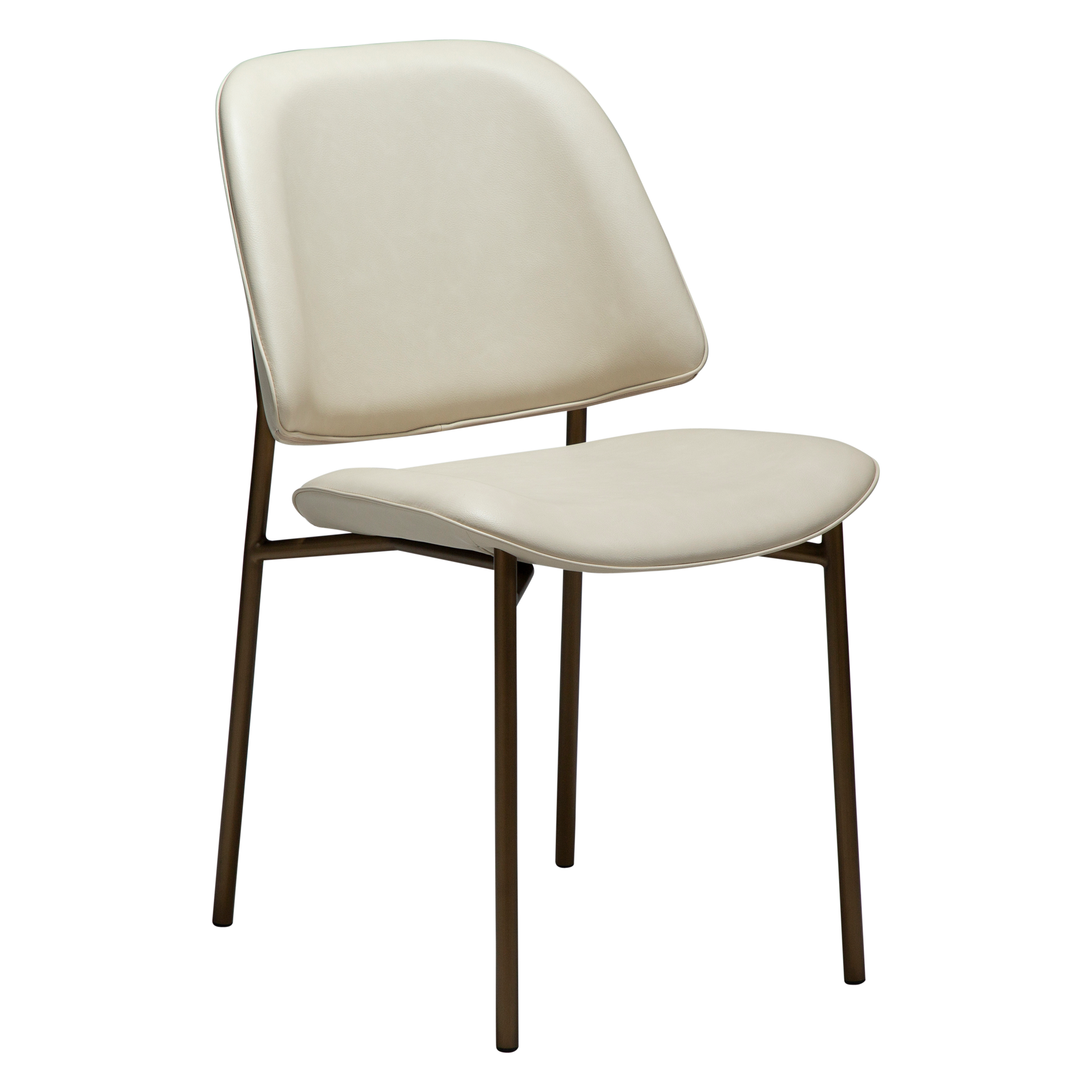 [var:Bezug=Frosted Almond Kunstleder mit Beinen aus antikem Messing] OHMY Stuhl