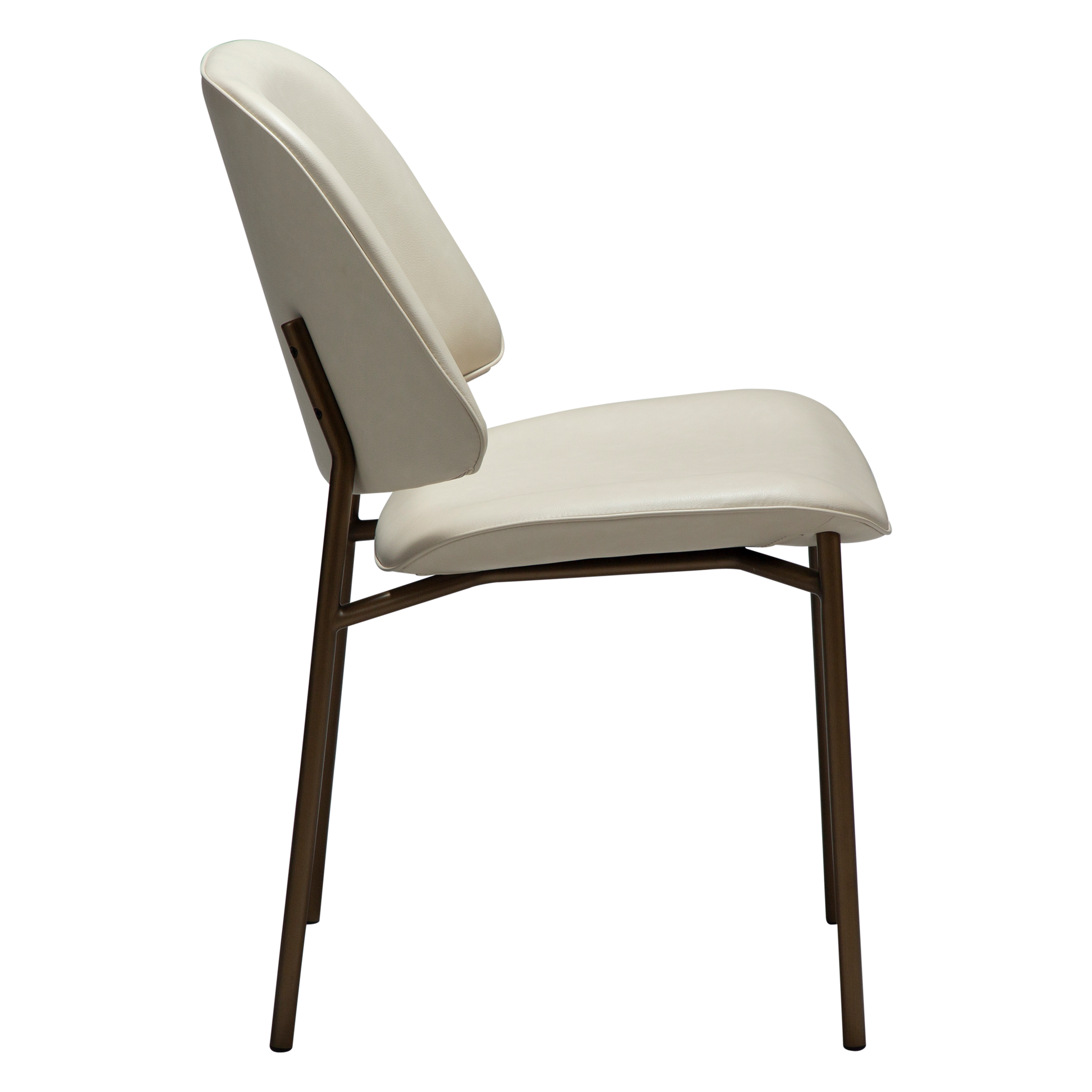 [var:Bezug=Frosted Almond Kunstleder mit Beinen aus antikem Messing] OHMY Stuhl