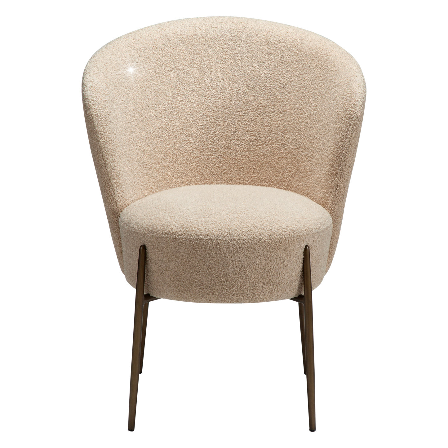 [var:Bezug=Frosted Almond RPES Bouclé-Stoff mit Schimmer und antiken Messingbeinen] ORBIT Stuhl