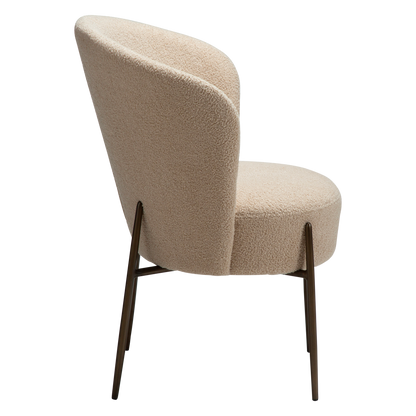 [var:Bezug=Frosted Almond RPES Bouclé-Stoff mit Schimmer und antiken Messingbeinen] ORBIT Stuhl