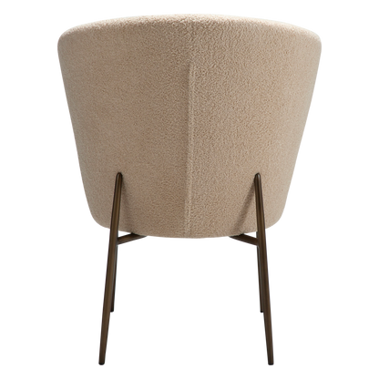 [var:Bezug=Frosted Almond RPES Bouclé-Stoff mit Schimmer und antiken Messingbeinen] ORBIT Stuhl