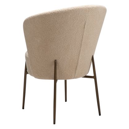 [var:Bezug=Frosted Almond RPES Bouclé-Stoff mit Schimmer und antiken Messingbeinen] ORBIT Stuhl
