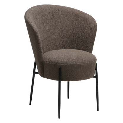 [var:Bezug=Majoran braun RPES Bouclé-Stoff mit schwarzen Metallbeinen] ORBIT Stuhl