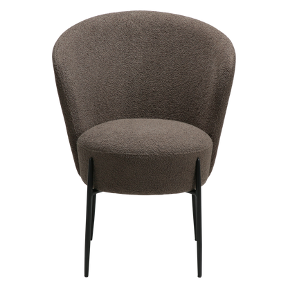 [var:Bezug=Majoran braun RPES Bouclé-Stoff mit schwarzen Metallbeinen] ORBIT Stuhl